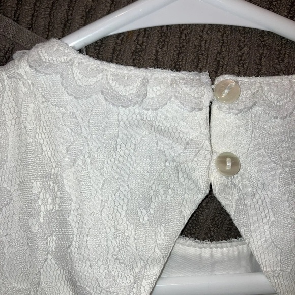 Gunne Sax Full Lace White Open Back Tea Length Dress Wedding Size 3 - Picture 6 of 11